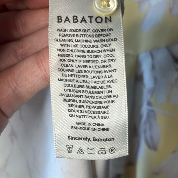 Aritzia Babaton Hamptons Midi Dress Yellow White Floral Women’s Size 4 - Picture 11 of 12